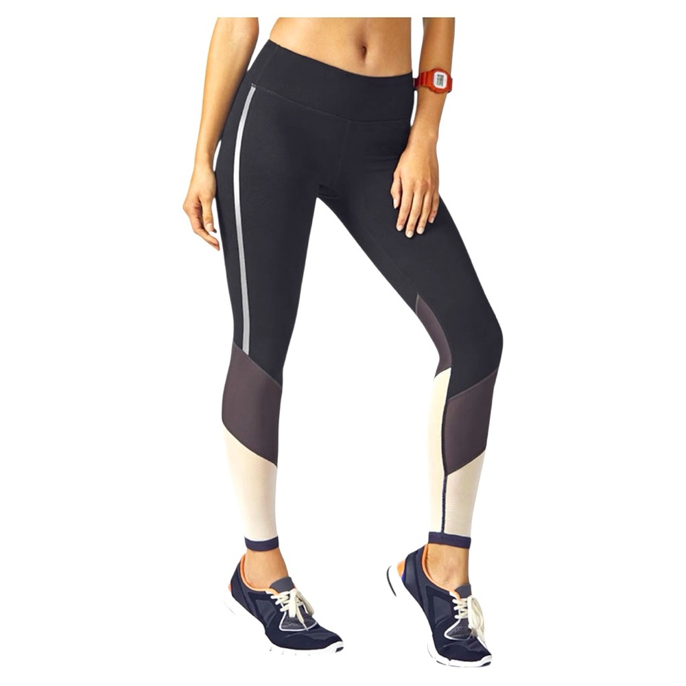 Fabletics Mid-Rise Mesh Powerhold® Colour Blocked Leggings | Size Medium